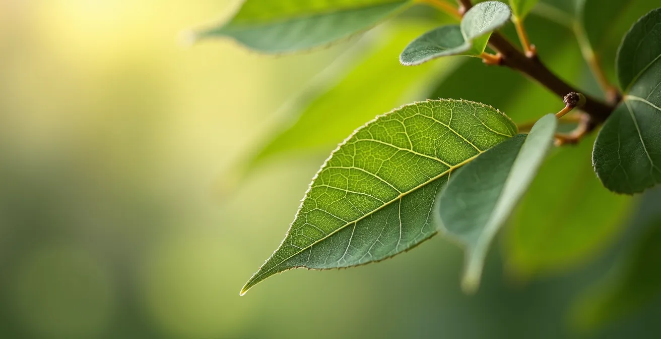 Barnum pliant dans un cadre naturel avec toile écrue et végétation environnante intégrée à la structure, éclairage doux naturel