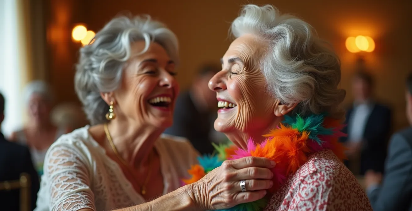 Grands-parents et petits-enfants riant ensemble devant un photobooth